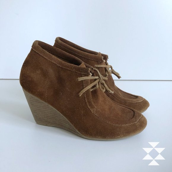 Bjorndal Shoes - Bjorndal Tan Suede Lace Up Wedge Ankle Boots 6